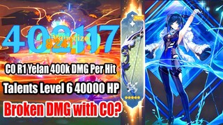 C0 R1 Yelan Talent lv 6 400k DMG Per Hit - Broken with C0? - 40k HP Yelan Build Showcase