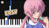 Mirai Nikki OP 2 - "Dead END" - EASY Piano Tutorial & Sheet Music