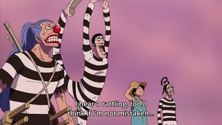 One Piece - Luffy, Mr. 2, Mr. 3 and Buggy arguing over who broke the floor while falling - Sub