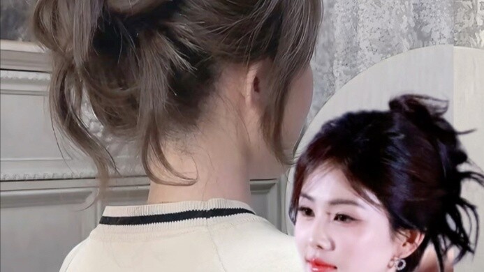 The same messy bun as Bai Lu! A hairstyle with a New Year vibe! Simple tying method!