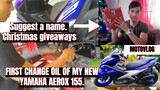 First change oil ng yamaha Aerox ko | Christmas giveaway motovlog