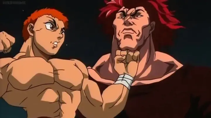Yujiro gets excited while fighting Baki, Yujiro defeats Baki and his friends
