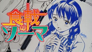 Tadokoro Megumi - Shokugeki no Souma || Blue and White Art (SPEED DRAWING)