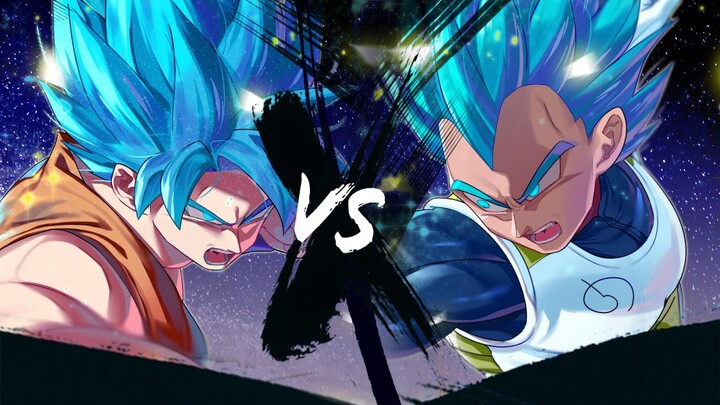 Super Blue Son Goku VS Super Blue Vegeta