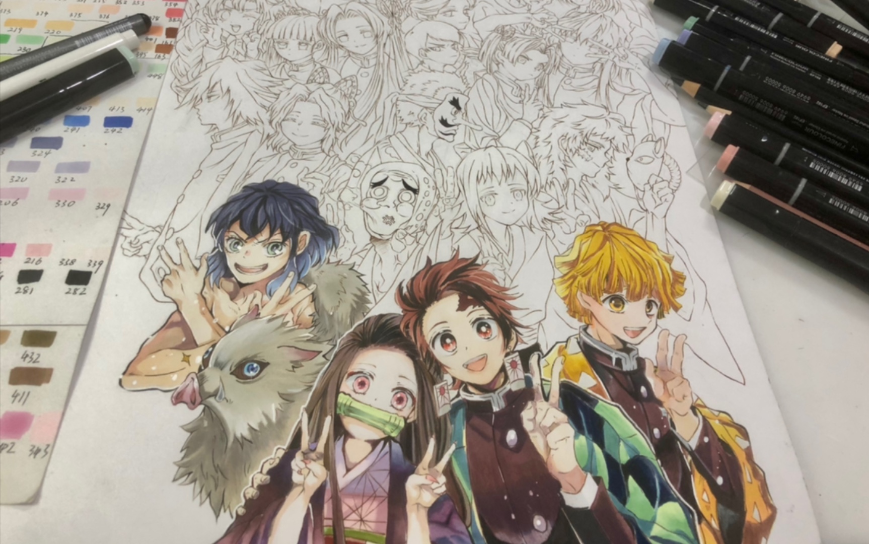 Tô màu tranh vẽ các nhân vật trong phim hoạt hình Kimetsu no Yaiba -  Bilibili