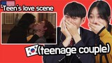 Korean Teen couple’s reaction on American teen’s love scenes!!