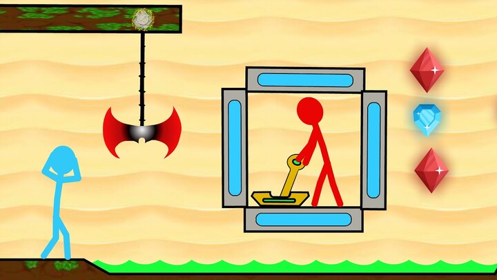 Watergirl and Fireboy , Stickman Animation - (Part 11 Grass Temple Parkour)