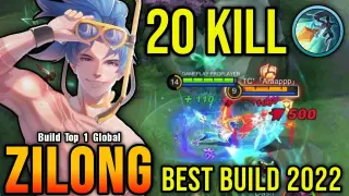20 Kills!! Zilong Best Build 2022 - Build Top 1 Global Zilong ~ MLBB