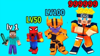 Minecraft Runer Tiến Hóa Evolving Từ Steve Thành Sipderman Và Thanos Max LVL - Top Game Android Ios