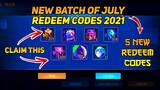 NEW 5 REDEEM CODES IN MOBILE LEGENDS | THIS JULY 2021 | REDEEM NOW (WITH PROOF) || MLBB