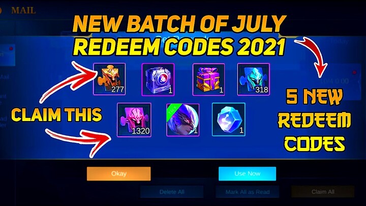 NEW 5 REDEEM CODES IN MOBILE LEGENDS | THIS JULY 2021 | REDEEM NOW (WITH PROOF) || MLBB