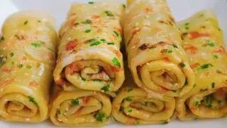 Food making- Simple quick breakfast- Chinese pancakes with eggs