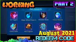 NEW REDEEM CODES August 2021 (100% WORKING) MOBILE LEGENDS | ML REDEEM CODES | PART 2 #AKDyrroth