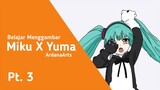 Belajar menggambar Hatsune Miku x Yuma Kuma Kuma Bear