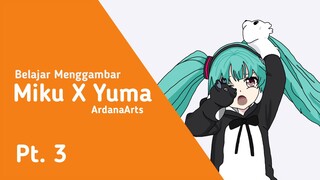 Belajar menggambar Hatsune Miku x Yuma Kuma Kuma Bear