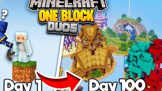 เรารอดชีวิต 100 วันด้วย DUO ONE BLOCK ใน Minecraft