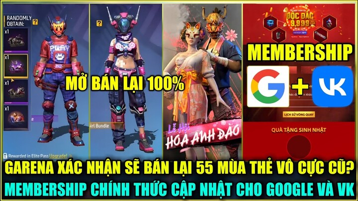 (Free Fire) Garena Xác Nhận Bán Lại 55 Mùa Thẻ Vô Cực, Membership Chính Thức Cập Nhật Google Và VK