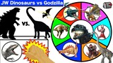 GODZILLA vs JURASSIC WORLD DINOSAURS Spinning Wheel Slime Game w/ Dinosaurs + Godzilla Toys