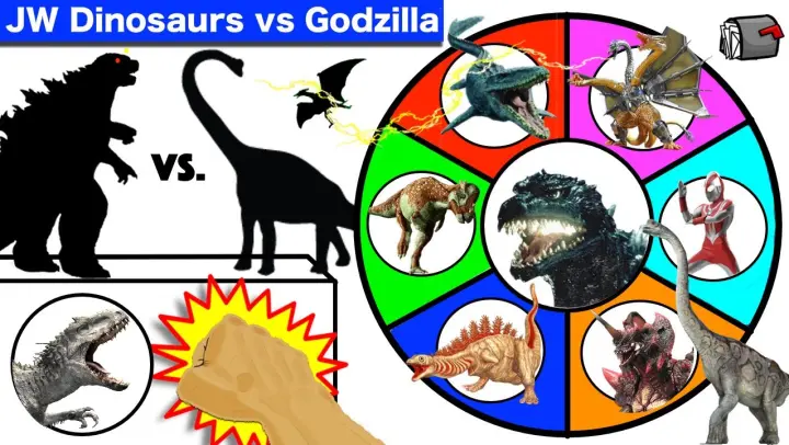 GODZILLA vs JURASSIC WORLD DINOSAURS Spinning Wheel Slime Game w/ Dinosaurs + Godzilla Toys