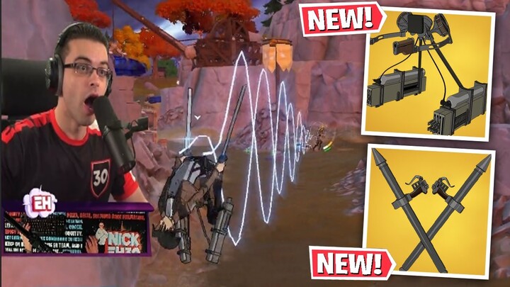 Nick Eh 30 Uses The New Mythic Thunder Spears & ODM Gear & LOVES It! *Attack On Titan x Fortnite*