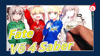 [Fate] Vẽ 4 cô vợ Saber một lúc (Bút chì màu/bút marker)_5