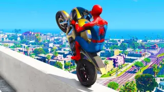 GTA 5: Spiderman Epic Bike Jumps #3 - Spider-Man Stunts & Fails, Gameplay