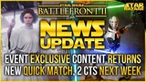 Battlefront Update | Event Quests! Princess & Farmboy Skins Return, Quick Match