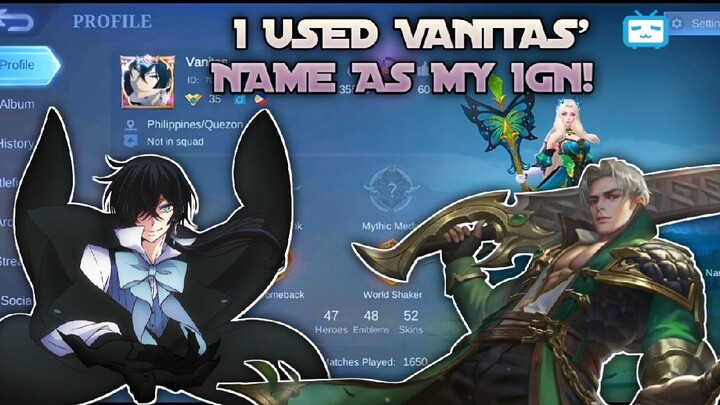I USED VANITAS' NAME AS MY IGN!