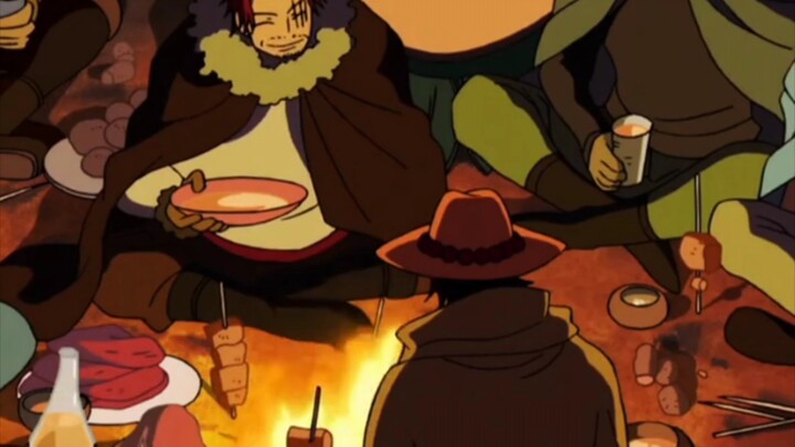 Saat Ace melihat si rambut merah, Ace berkata, "Meskipun aku sedikit kasihan pada Luffy, tapi akulah