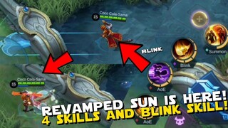 REVAMPED SUN IS HERE! 4 SKILLS! NEW BLINK SKILL! SUPER OP! | MOBILE LEGENDS REVAMPED SUN!