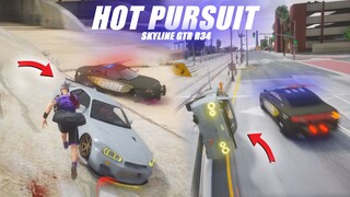 BAN PECAH ! POLISI NGAMUK !! HOT PURSUIT SKYLINE GTR R34 !! GTA V ROLEPLAY