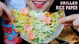ASMR GRILLED RICE PAPER WITH CHEESE AND SAUSAGE EATING SOUNDS | LINH-ASMR