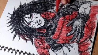 Drawing Uciha Madara with pen