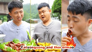 Er mao stunned Song Song by eating super spicy fat sausage  #Shorts #Short #FoodsMukbang