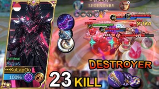 ARGUS THE DESTROYER ~ 23 Kill ~ Top 1 Global Argus Build | MLBB