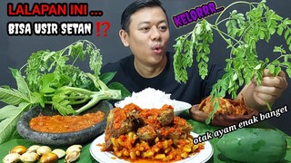 MUKBANG CEKER SAMBAL MERCON + KEPALA AYAM LALAPAN JENGKOL MENTAH IKAN ASIN SAMBAL TERASI MAKAN ENAK