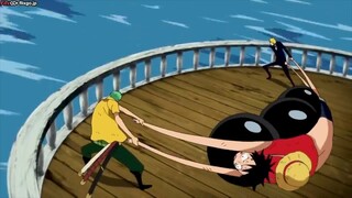 zoro và sanji lấy luffy làm rổ hứng đạn đại bác