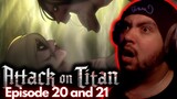 EREN VS THE FEMALE TITAN! ATTACK ON TITAN EPISODE 20 AND 21 REACTION 1x20 1x21