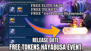 Hayabusa Event Free Tickets | Free Promo Diamonds 1111 | Free Elite Skin | Release Date | MLBB