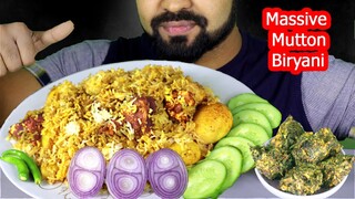 Massive Mutton Dum Biryani (মাটন দম বিরিয়ানি) Veg Pakoda,Onion,and Green chili Eating Show-Mukbang