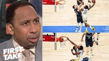 First Take | Stephen A. STUNNED Andrew Wiggins destroying Luka Doncic with poster dunk