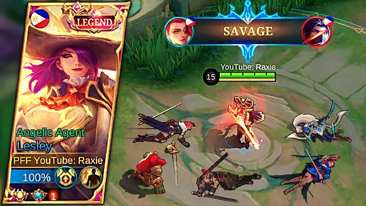 SAVAGE! LEGEND SKIN + RAXIE LESLEY BEST BUILDS & EMBLEMS VS TOP GLOBAL TRASHTALKER HAYABUSA = EZ WIN