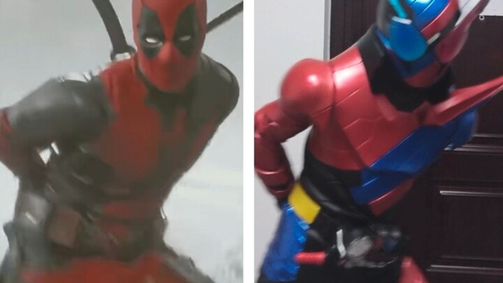 Deadpool và Người Sói nhảy siêu rực lửa bye bye nhưng build Kamen Rider