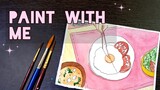 Paint with me || Painting Studio Ghibli Scenes || watercolor illustration || anime food || asthetic