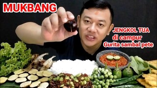 MAKAN JENGKOL MENTAH DAN PETE LALAPAN MENTAH IKAN ASIN GURITA SAMBAL PEDAS #mukbang #mukbangjengkol