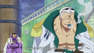 Smoker tells Fujitora about luffy power (English Sub)