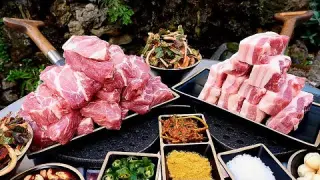 How to cook pork belly on a shovel, Korean BBQ - Korean food