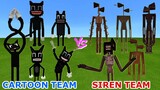 CARTOON CAT TEAM vs. SIREN HEAD TEAM in Minecraft | Epic Team-Up Battle | Trevor Henderson Creatures