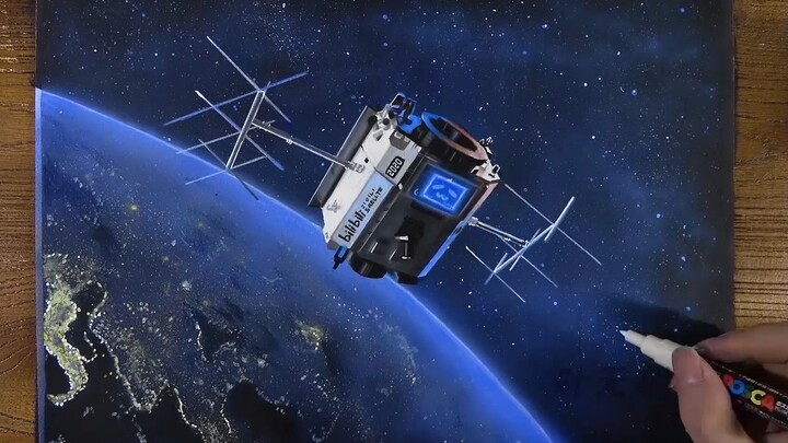 Painting - celebrating the launch of Bilibili satellite