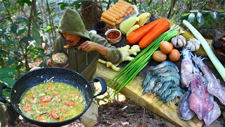 Cooking Shrimp, Squid, Carrot, Ginger, Egg, Bamboo Shoot, Seafood Compoy Broth Recipe